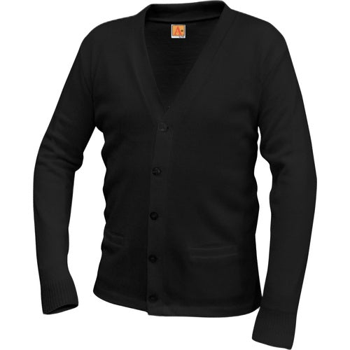 A+ V-Neck Cardigan Sweater in Black
