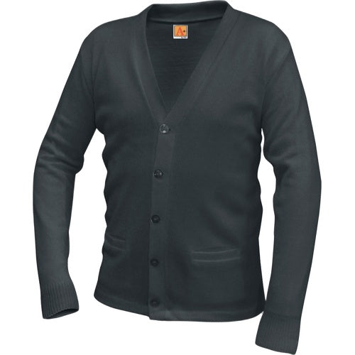 A+ V-Neck Cardigan Sweater in Charcoal Heather