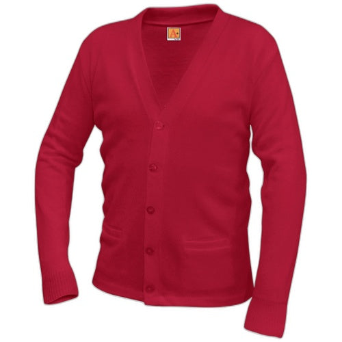A+ V-Neck Cardigan Sweater in Lipstick