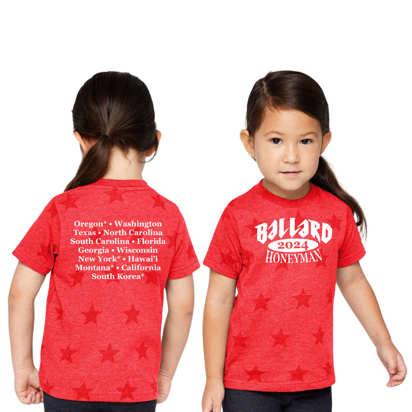 Ballard Code Five Star Print Tee with Screen Printed Logo on Front and Back
