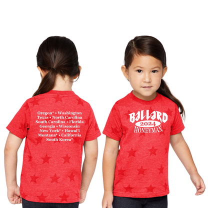 Ballard Code Five Star Print Tee with Screen Printed Logo on Front and Back