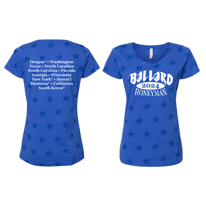 Ballard Code Five Star Print Tee with Screen Printed Logo on Front and Back