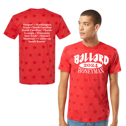 Ballard Code Five Star Print Tee with Screen Printed Logo on Front and Back
