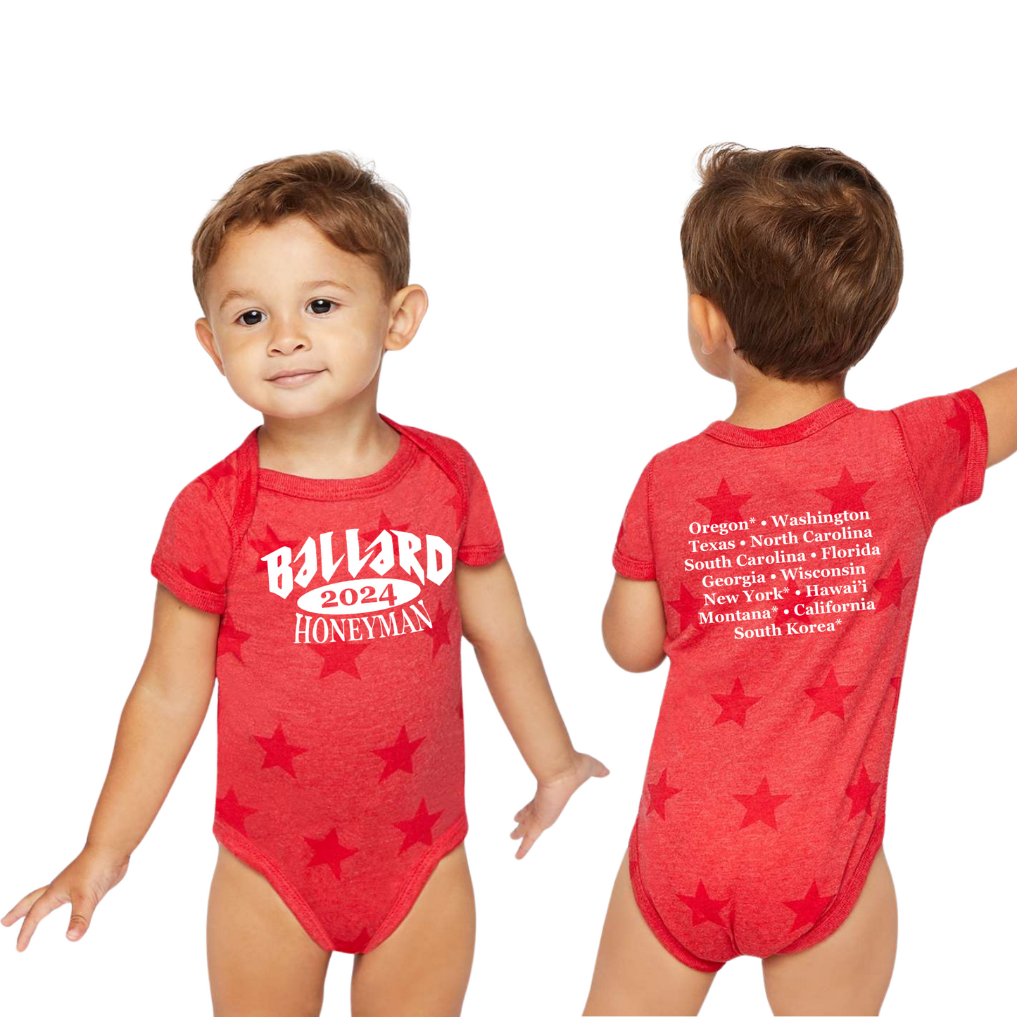 Ballard Code Five Star Print Tee with Screen Printed Logo on Front and Back