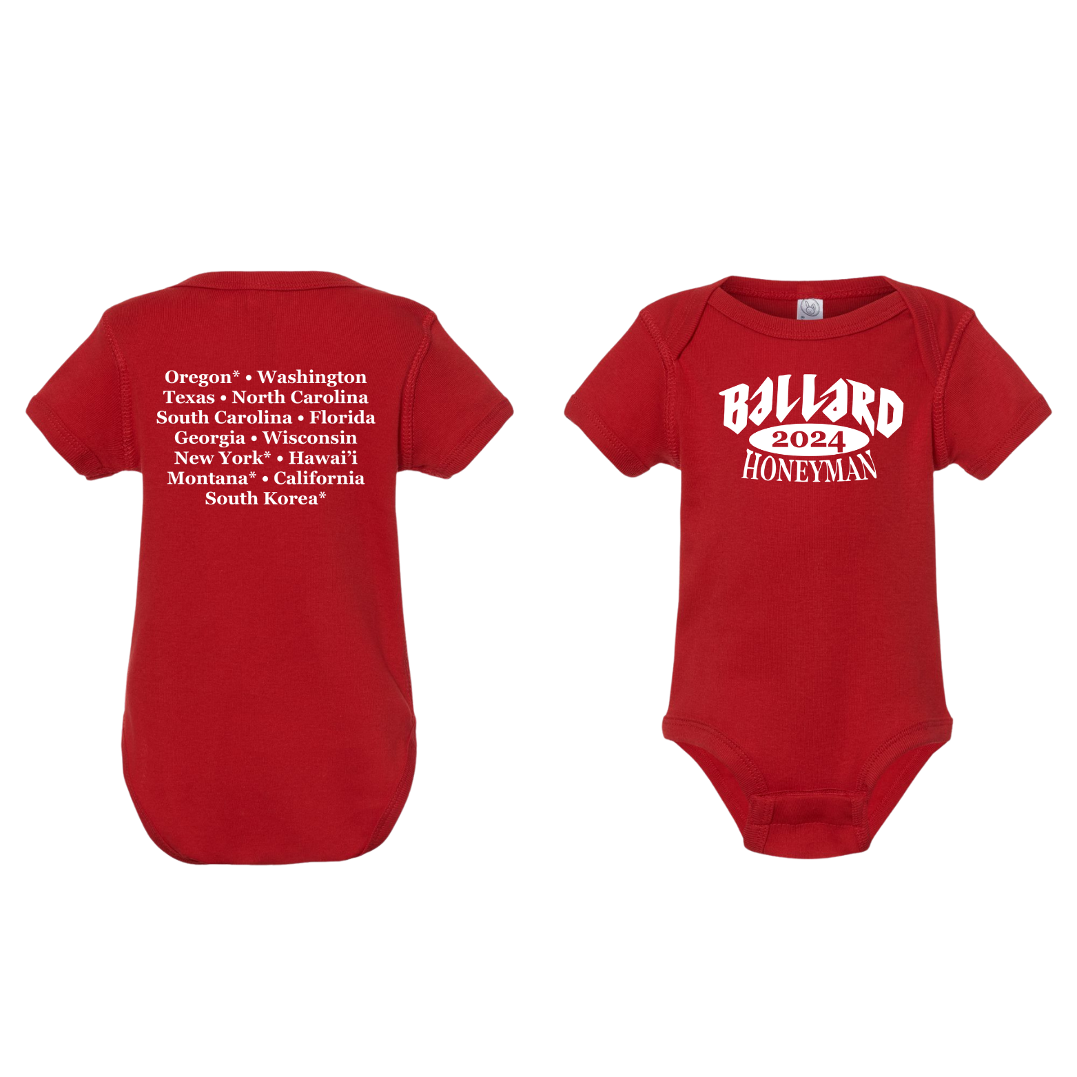 Ballard Rabbit Skins Infant Short Sleeve Baby Rib Bodysuit with Screen Printed Logo on Front