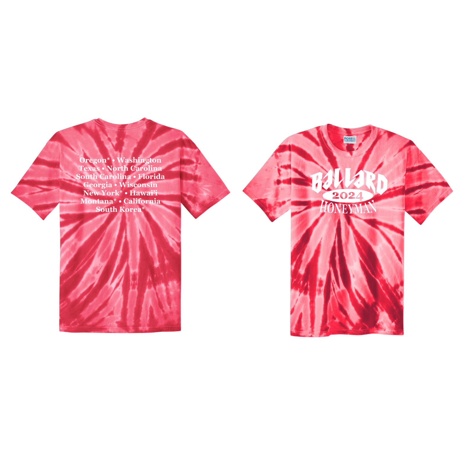 Ballard Port & Company Tie-Dye Tee with Screen Printed Logo on Front and Back