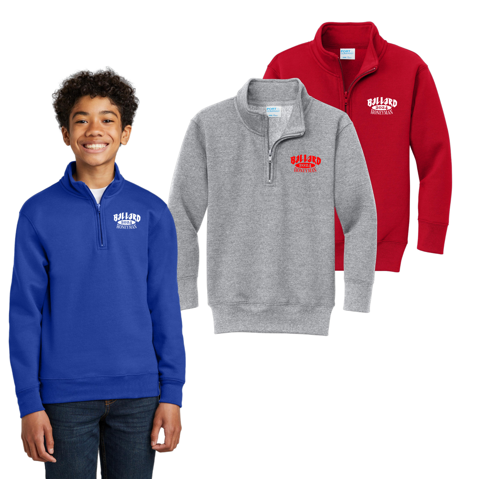 Ballard Port & Company Core Fleece 1/4-Zip Pullover Sweatshirt with Embroidered Logo