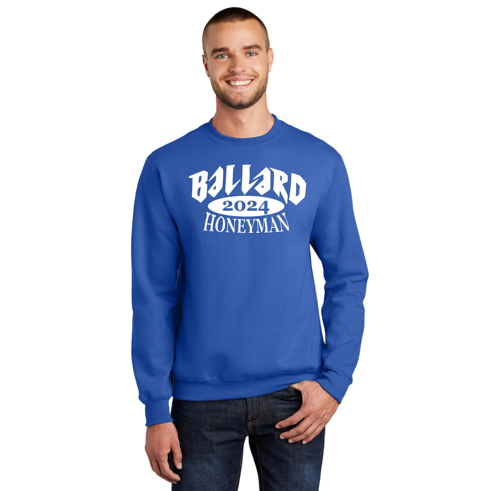 Ballard Port & Company Core Fleece Crewneck Sweatshirt with Screen Printed Logo