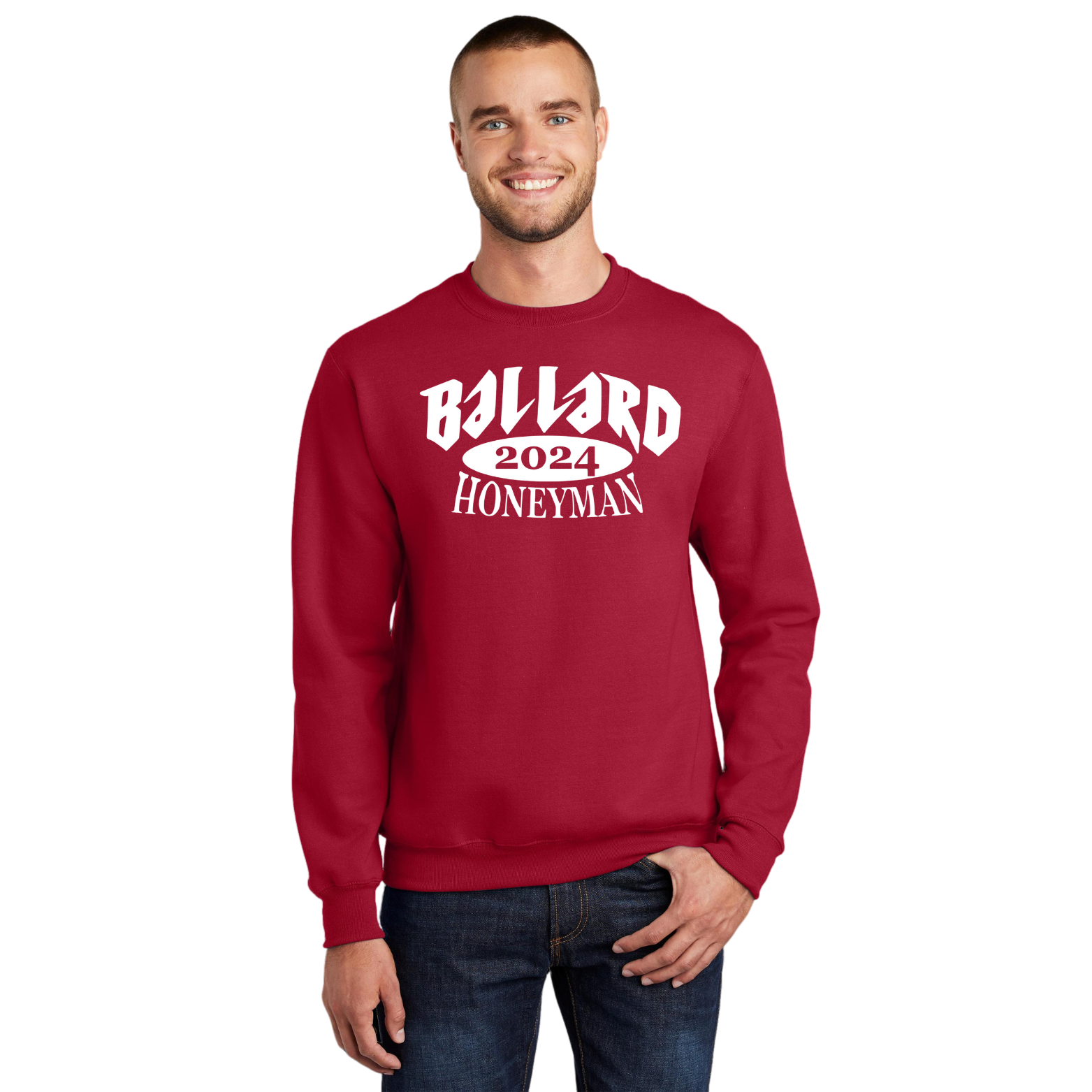 Ballard Port & Company Core Fleece Crewneck Sweatshirt with Screen Printed Logo