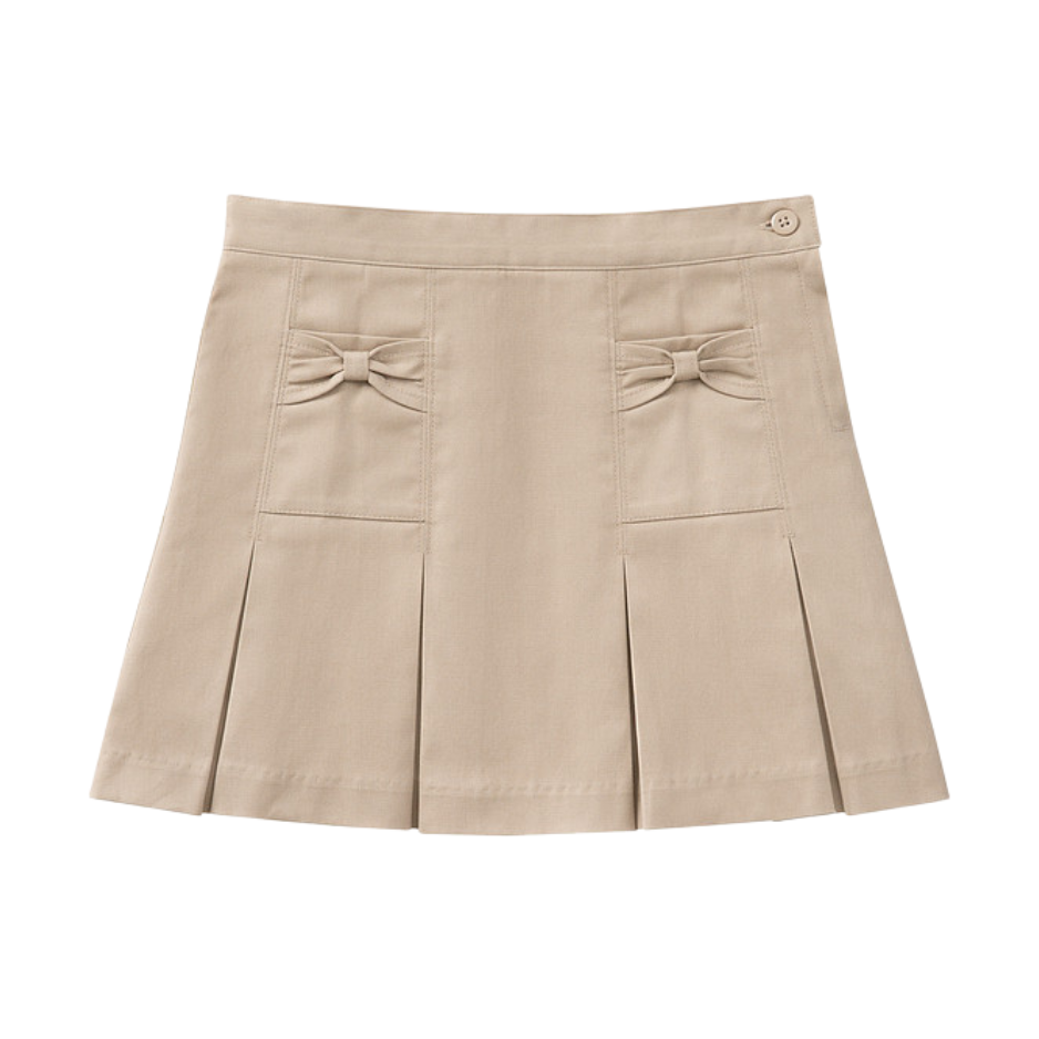 Classroom Female Stretch Bow Pocket Scooter Skort in Khaki