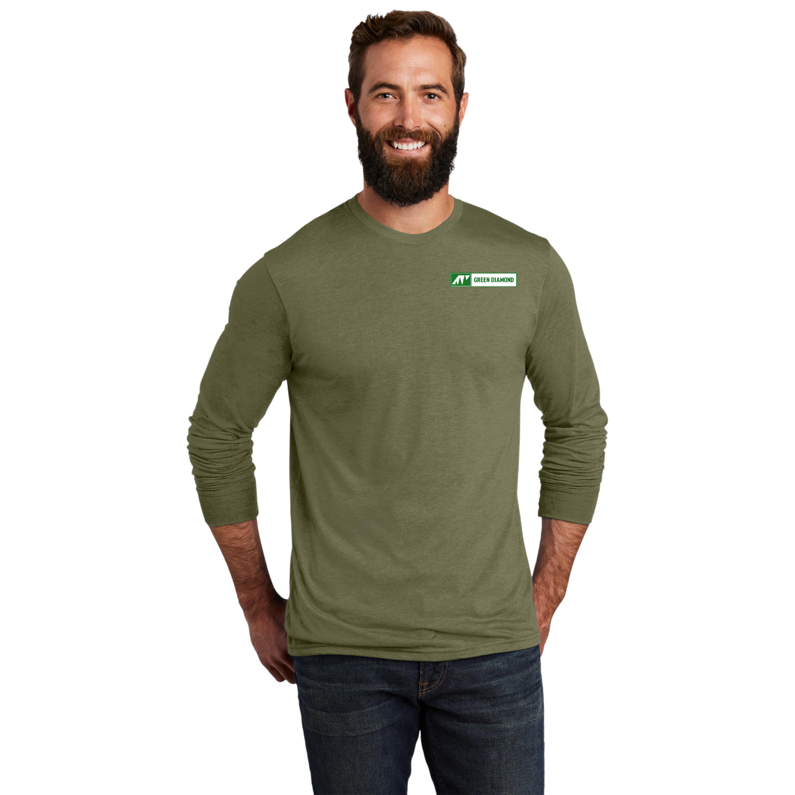 Green Diamond Allmade Tri-Blend Long Sleeve Tee with Horizontal Logo